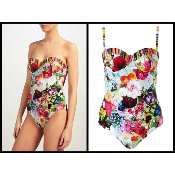 💕TED BAKER💕 Imari Floral Swirl One-Piece Swimsuit Fuscia Multi-Color 34C/D NWT - Picture 6 of 8